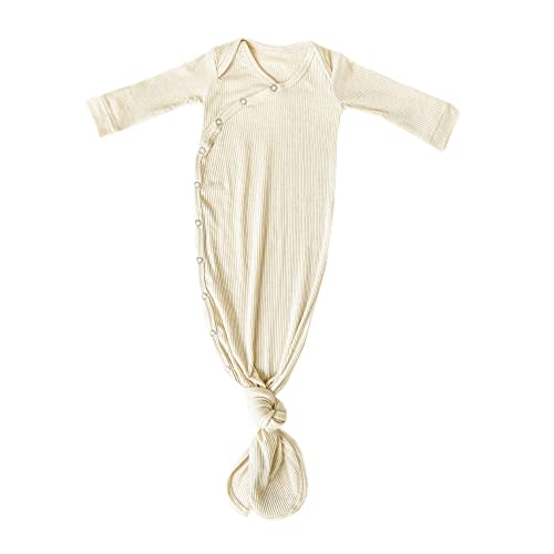 Copper Pearl Baby Gown - Knotted Newborn Sleepers for Baby Boy and Girl, Soft Stretchy Long Sleeve Infant Gowns with Bottom Tie and Hand Mittens, Perfect Hospital Coming Home Outfit (Moonstone)
