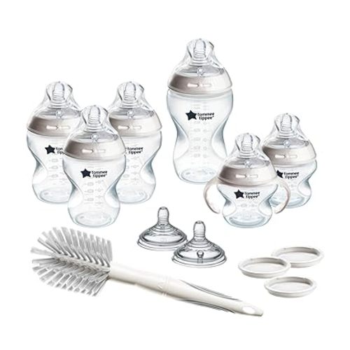 Tommee Tippee Natural Start Grow with Baby Bottle Set, 5oz, 9oz and 11oz, Slow, Medium and Thicker Flow Nipples, Removable Bottle Handles, Self-Sterilizing