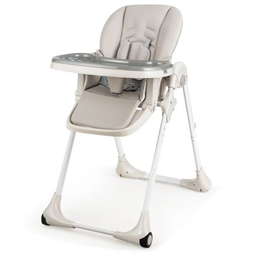 Infans Convertible High Chair For Babies & Toddlers, Height Adjustable W/recline & Footrest, Removable Double Tray, Portable With Wheels, Gray
