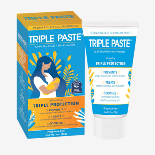 Triple Paste Diaper Rash Cream for Baby - 3 oz Tube - Zinc Oxide Ointment Treats, Soothes and Prevents Diaper Rash - Pediatrician-Recommended Hypoallergenic Formula with Soothing Botanicals