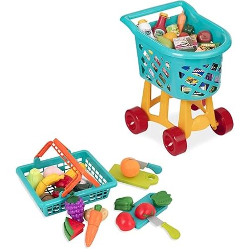 Battat – Deluxe Grocery Playset – Toy Food For Toddlers – Shopping Cart Toy – 20+ Pretend Food Items – 3 Years + – Shopping Cart & Groceries Bundle