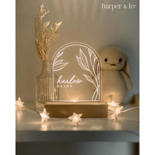 Personalized Acrylic Night Light | Boho Night LED Light | Kids Bedroom Decor, Custom Name, Boho Nursery Decor, Baby Shower Gift,Holiday Gift