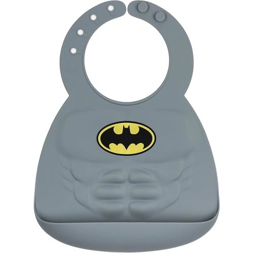 Bumkins Silicone Bib, DC Comics Baby Bib, Toddler Bib, Waterproof, Wipe Clean, Stain and Odor Resistant, 6-24 Months – Batman, 8.5x1.5x7 Inch (Pack of 1)