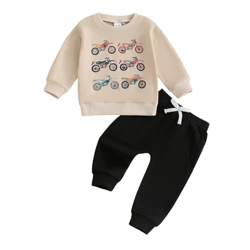 Frietlebird Toddler Baby Boy Fall Winter Clothes Crewneck Sweatshirt Long Sleeve Trucks Shirt and Pants Cute Boys Outfits
