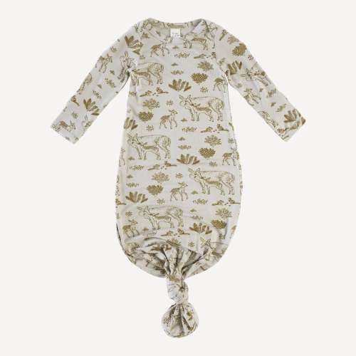 long sleeve lap neck knotted gown | deer family | lenzing modal