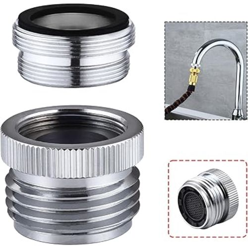 Faucet Adapter with Aerator, Sink Faucet to Garden Hose Adapter, Faucet Adapter to Garden Hose for Kitchen and Bathroom, hose attachment to sink，3/4" GHT Thread Chrome.