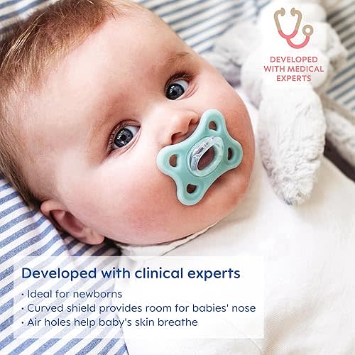 MAM Comfort Pacifiers, Newborn Pacifiers, 2 Count, MAM Pacifiers 3-12 Months, Best Pacifier for Breastfed Babies, Boy Silicone Pacifier
