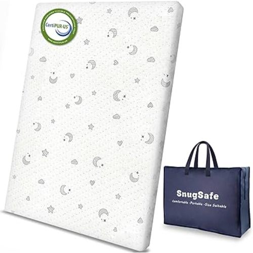 Pack and Play Mattress Pad (38"x26"x1.8") with Carry Bag, Waterproof Pack n Play Mattresses Pad with Soft Anti-Slip Washable Breathable Cover, Portable Playpen Mattress, 1.8" Thick