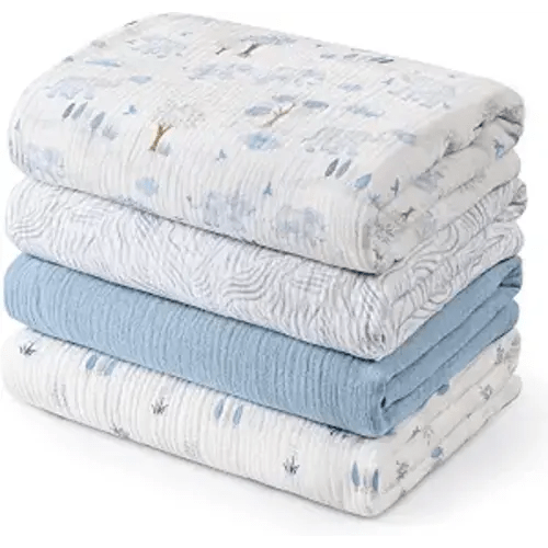 GLLQUEN BABY Muslin Swaddle Blankets for Newborn Boys, Large 40''x38''