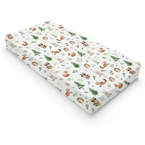 Watercolor Animals Baby Changing Pad Covers for Boy Girl 32''x16'' Raccoon Hedgehog Squirrel Fox Bunny Bird Forest Fitted Diaper Change Table Sheets Soft Breathable Baby Changing Table Mat