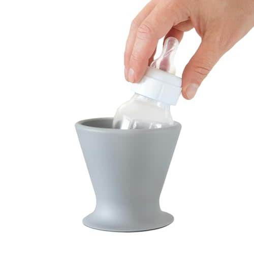 Bökee Ultimate Non-Toxic Silicone Breast Pump and Baby Bottle Holder – Easy One Hand Milk & Formula Prep with Premium Wide Base Suction Cup - Dishwasher Safe - Light Grey, 1-Pack
