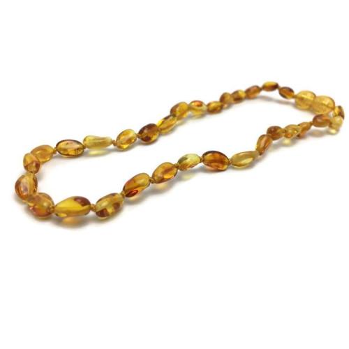 Polished Honey Bean 11 Baltic Amber Necklace teething fever fussiness