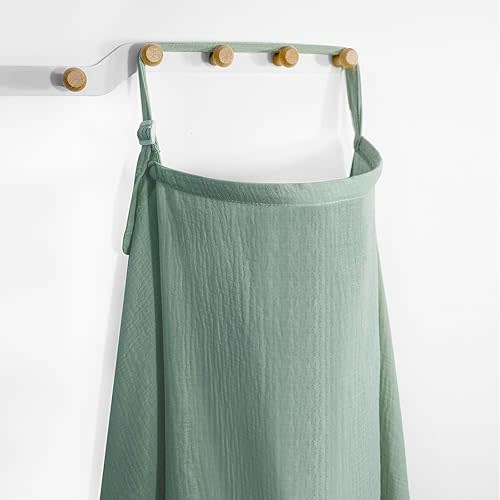 Muslin Nursing Cover for Breastfeeding,Breathable Breastfeeding Cover up with Arch Neckline for Women,Machine Washable & Dryer Safe Feeding Cover Up,43.3” x 25.6” (Light Green)