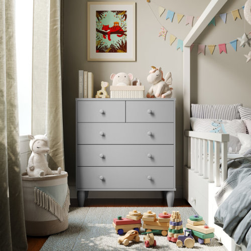 Isabelle & Max™ Aurey 5 Drawer Kids Dresser With Engineered Wood Frame And Tapered Wooden Legs | Wayfair