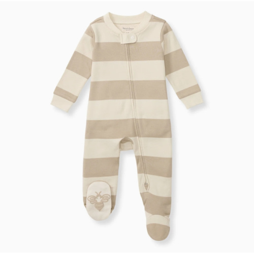 Mommy & Me Rugby Stripe Organic Cotton Sleep & Play - Oat – Burt's Bees Baby