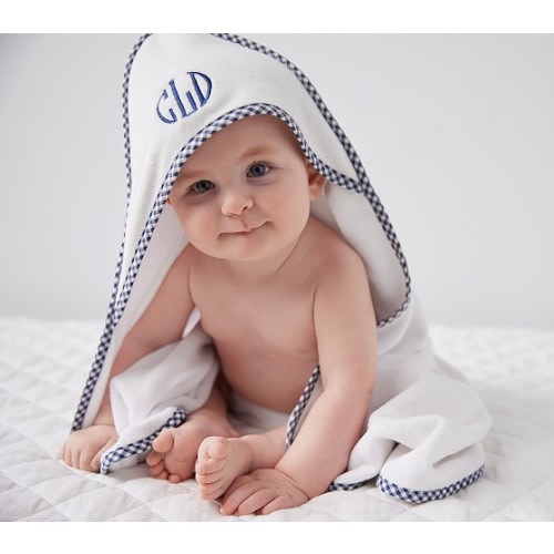 Gingham Baby Hooded Towel - Pink