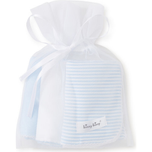 3pc Striped Burp Cloth Set, Blue - Kissy Kissy | Maisonette