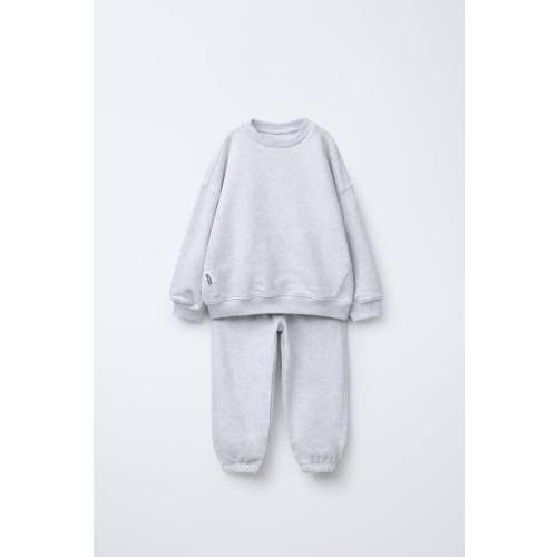 LABEL SWEATSHIRT AND JOGGER SET - Gray marl | ZARA United States
