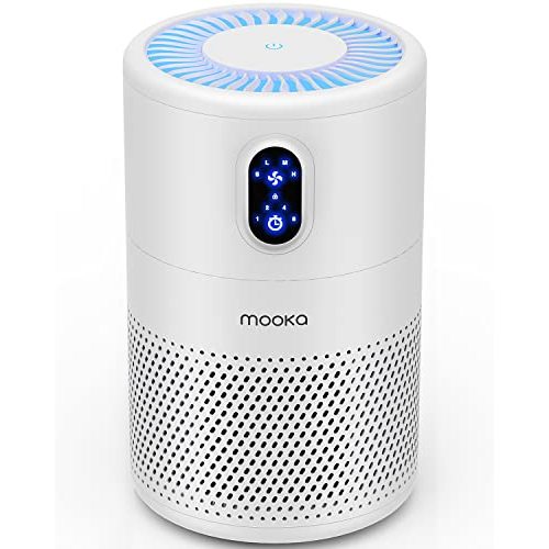 MOOKA Air Purifiers for Home Large Room up to 1076 ft², H13 True HEPA Air Filter Cleaner, Odor Eliminator, Remove Smoke Dust Pollen Pet Dander, Night Light(Available for California)