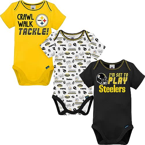 Gerber Unisex Baby NFL Team 3 Pack Short Sleeve Onesie Bodysuit