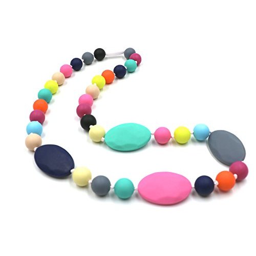 Silicone Teething Necklace for Mom to Wear, Baby Teether Nursing Necklace for Biting Chewing Fidgeting, Sensory Chew Necklaces Chewy Toys for Autistic Toddler Kids ADHD (Style A)