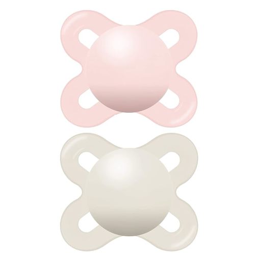 MAM Original Start Matte Newborn Baby Pacifier, Best Pacifier for Breastfed Babies, Sterilizer Case, Girl, 0-3 Months (Pack of 2)