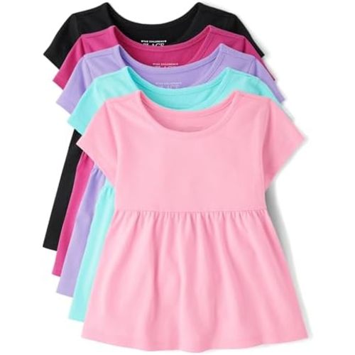 The Children's Place Baby Girls' and Toddler Short Sleeve Everyday Casual Knit Shirt