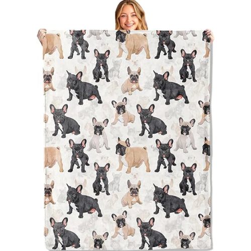 French Bulldog Throw Blanket - 50x60in,Ultra Soft, Cozy Lightweight Flannel, Cute Frenchie Dog Blankets - Gifts for Kids & Pet Lovers,for Couch Travel,Rustic Home Living Room Decor
