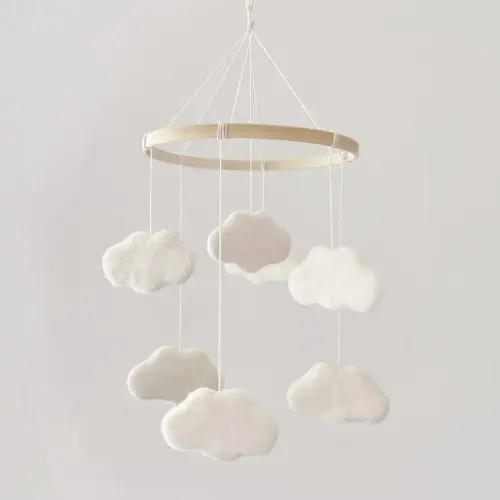 Baby Mobile for Crib - Boho Crib Mobile - Felt Cloud Mobile - Gender Neutral Baby Mobile - Boho Nursery Decor - Crib Mobile for Girls, Boys - Mobile for Bassinet, Pack N Play - Cloud