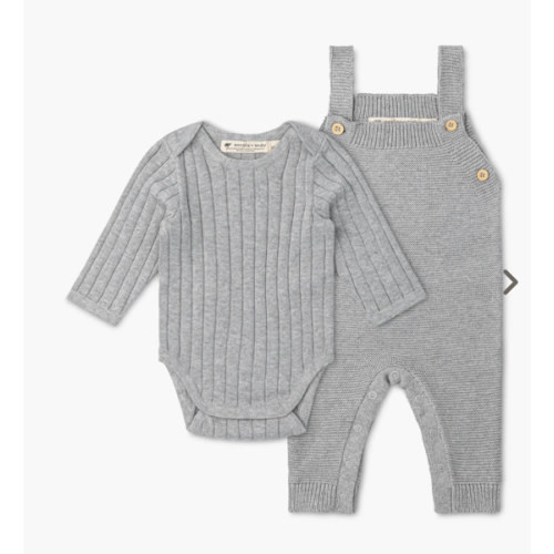 Knit Overalls + Ribbed Jack + Jill Bodysuit Set - Organic Baby Clothes - Monica + Andy
