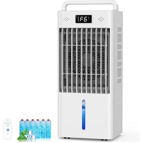 Portable Air Conditioners, 3-IN-1 Swamp Cooler, Evaporative Air Cooler, 6 Speeds & 3 Modes,12H Timer, 3-Gal Water Tank for Cooling, 16 FT/S Remote Control, Windowless Air Conditioner for Indoors