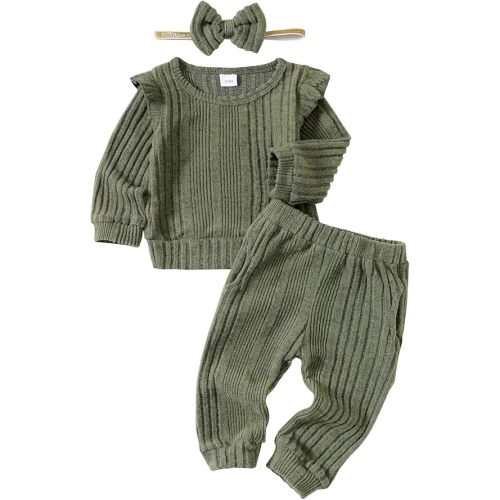 Mioglrie Toddler Baby Girl Clothes Fall Winter Sweatsuit Newborn Sweatshirt Sweat Pant Sets Outfits Infant Girls Clothing