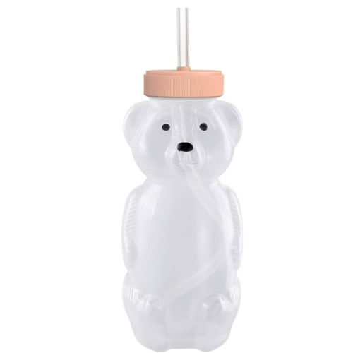 Honey Bear Straw Cups for Babies 1 pack, 8oz straw bear cup with improved safety lid design, honeybear baby cup straw, Leak-Proof & Food-Grade & BPA Free