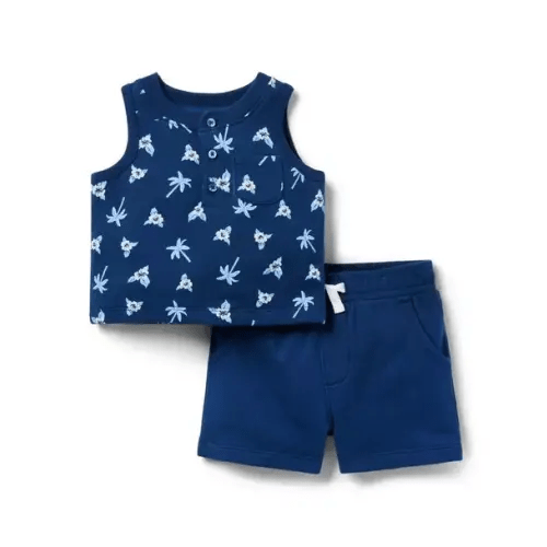 Baby Palm Hibiscus French Terry Matching Set