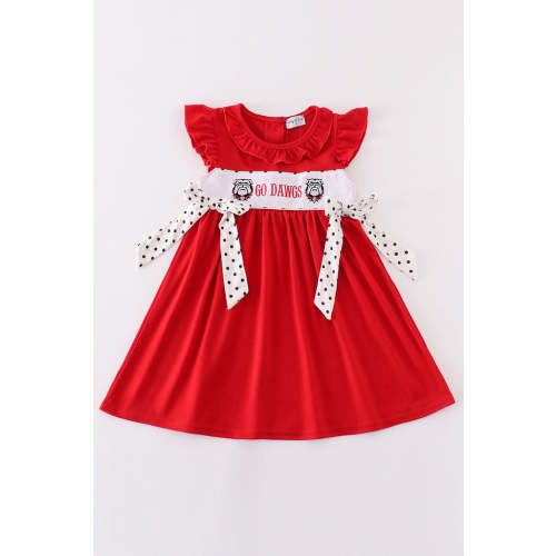 Red go dawgs embroidery dress – HoneyBean