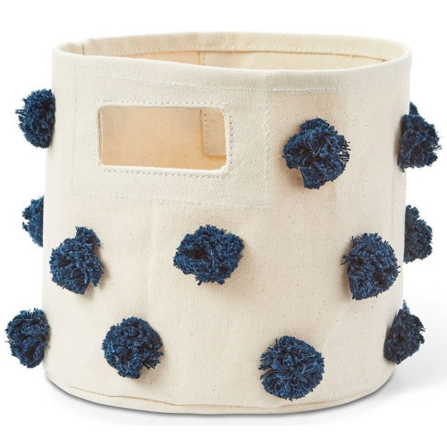 Nursery Storage Bins - Navy Pom Poms - Mini