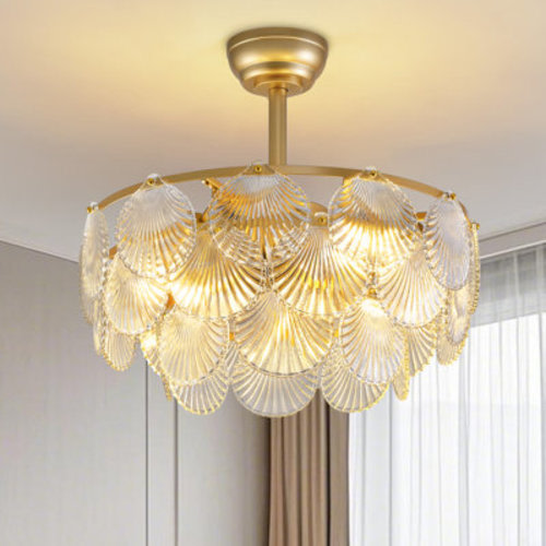 22" 7 - Blade Caged Crystal Ceiling Fan With Remote Control And Light Kit Included | Wayfair