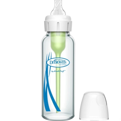 8oz Glass - Dr. Brown’s Natural Flow® Anti-Colic Options+™ Narrow Glass Baby Bottle, with Level 1 Slow Flow Nipple