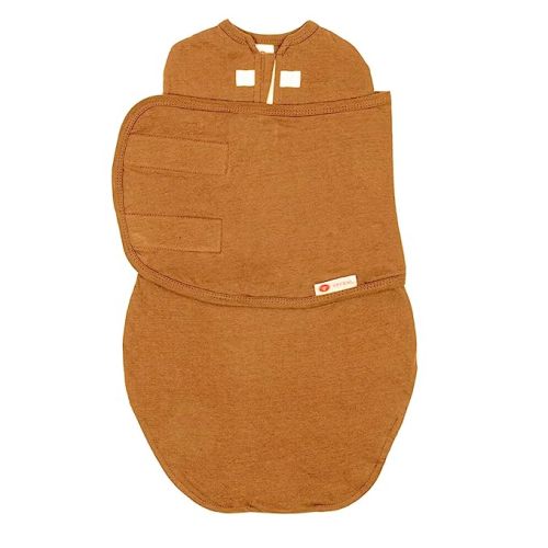 embé 2-Way Starter Baby Swaddle, Newborn Swaddle Sack, Zip & Velcro Baby Wrap, Hip Healthy, Infant, 6-14 lbs, 0-3 Months - Sand