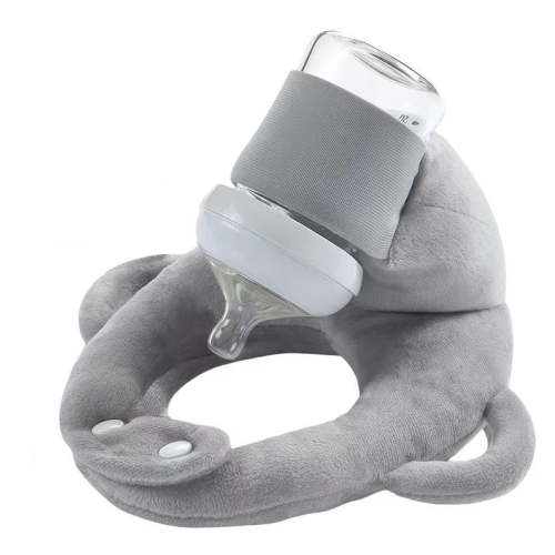 DCWNF Bottle Holder Pillow for Feeding,Ergonomic Nursing Aid and Bottle Support,Washable Secure Grip for Hands-Free Feeding Suitable(Gray)