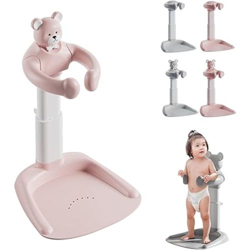 Adjustable Baby Shower Stand with Anti-Slip Base,Bath Shower Standing Support Baby Bath Stand,Portable Bath Helper Baby Bath Support for Infants Portable Bath Helper for Baby 8M-36M (Grey Bear)