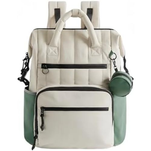 25L Waterproof Diaper Backpack for Moms – Baby Bag with Wet/Dry Separation, Insulated Bottle Pockets, Pacifier Case, Changing Pad & Stroller Straps – Lightweight Travel Organizer (Green)