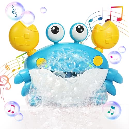 Deejoy Crab Bubble Bath Maker for The Bathtub,Blows Bubbles and Plays 12 Children’s Songs,Sing-Along Bath Bubble Machine Baby, Toddler Kids Toys Makes Great Gifts for 3 Years Girl Boy (Blue)