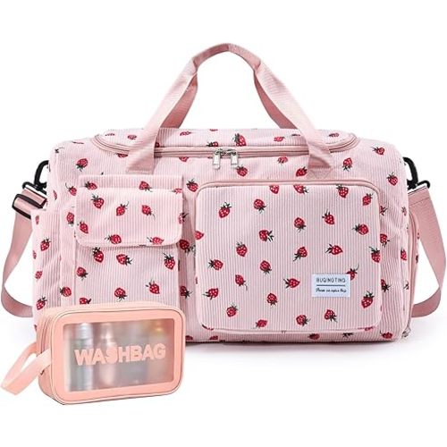 Small Gym Bag for Women, Travel Duffle Bag Carry On Weekender Bag with Shoe Compartment