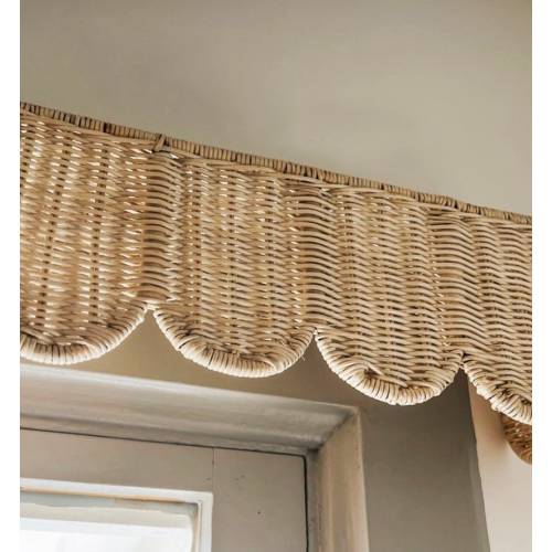 Natural Scallop Rattan Window Pelmet, Window Pelmet, Rattan Valance Made from Rattan, Natural Rattan Decoration, Natural Rattan Window Cover
