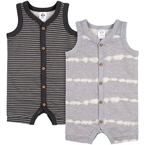Gerber Baby Boys' 2-Pack Short Leg Romper