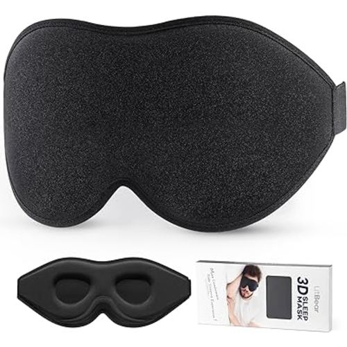 LitBear Sleep Mask for Side Sleeper Women Men, Eye Mask for Sleeping Light Blocking, 3D Contoured Cup Sleeping Mask, Soft Breathable Sleep Eye Mask with Adjustable Elastic Strap for Travel