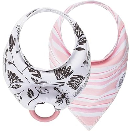 Dr. Brown's Baby Bandana Bib with Snap-On Removable Teether, Teething & Drooling, 3m+