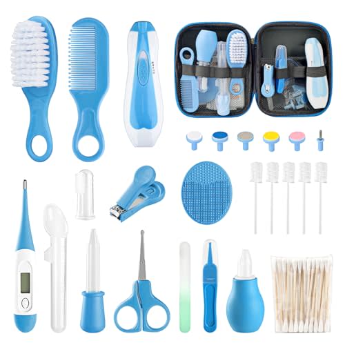 Baby Healthcare and Grooming Newborn Nursery Kits 38 in 1 Safety Electric Nail Trimmer Baby Essentials Set for Infant Toddlers Baby Boys Girls Kids Shower Gifts Blue