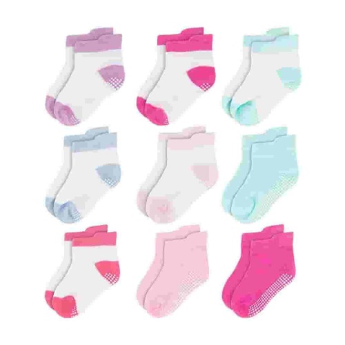 Rising Star Unisex Non Slip Low-Cut Grip Socks for Infants and Toddlers (9 Pack)